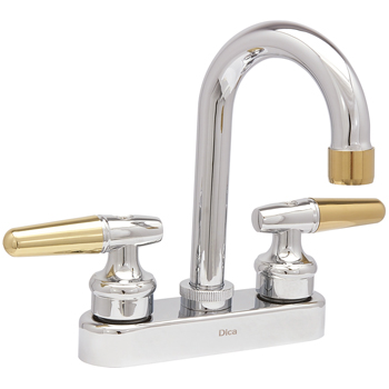 MEZCLADORA PARA LAVABO TIPO  BAR DE 4" CROMO ORO DICA 4051.1